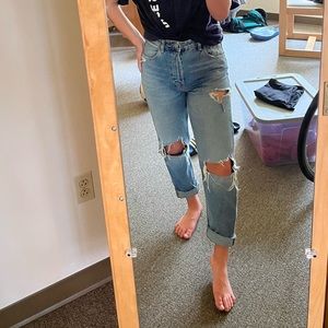 Zara Ripped Straight Leg Jeans